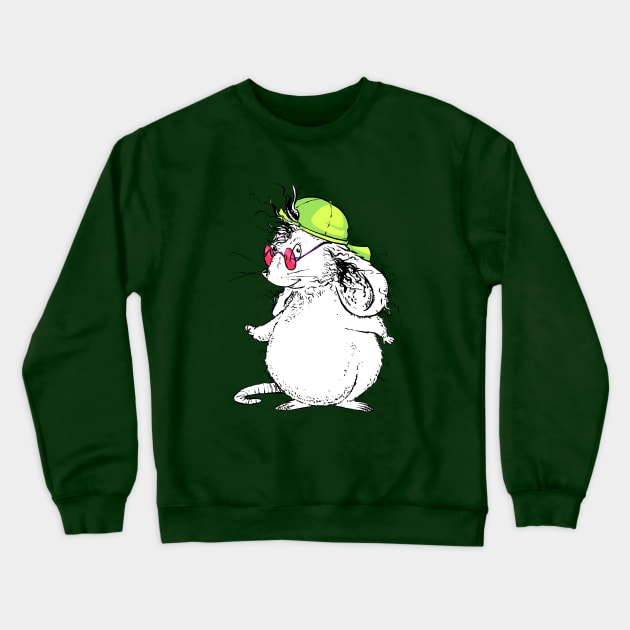 Rad Little Mouse with a Super Cool Neon Cap Crewneck Sweatshirt by obillwon